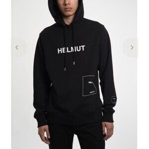 Helmut Lang Hoodie Sweatshirt Unisex Small Uncommon Actions Black  Pullover